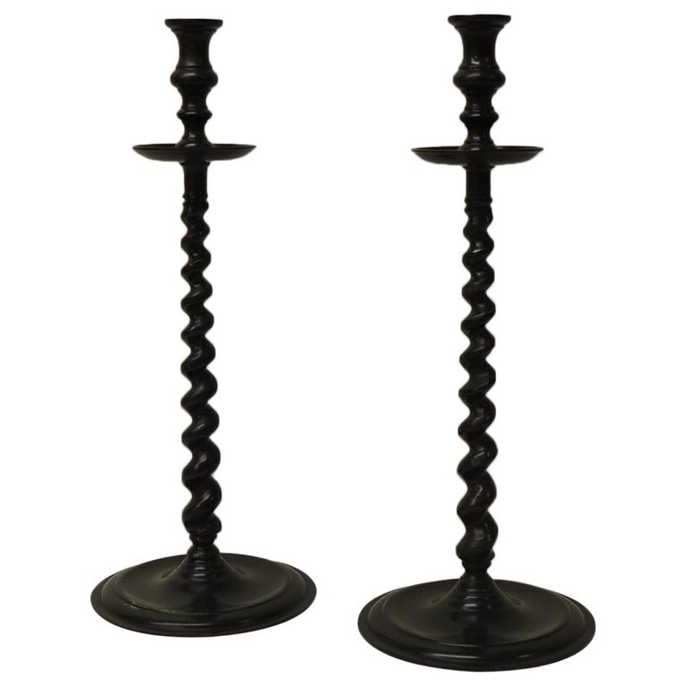 Pair of Large Bronze Finish Metal Candle Holders by MaitlandSmith at