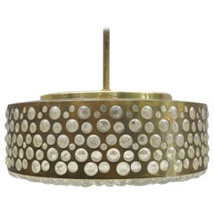 Used Large Midcentury Bubble Glass and Brass Ceiling Lamp for Limburg, Germany, 1960s