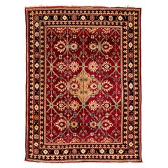 Late 19th Century Antique Agra Indian Rug with a Rich Cochineal Red Field