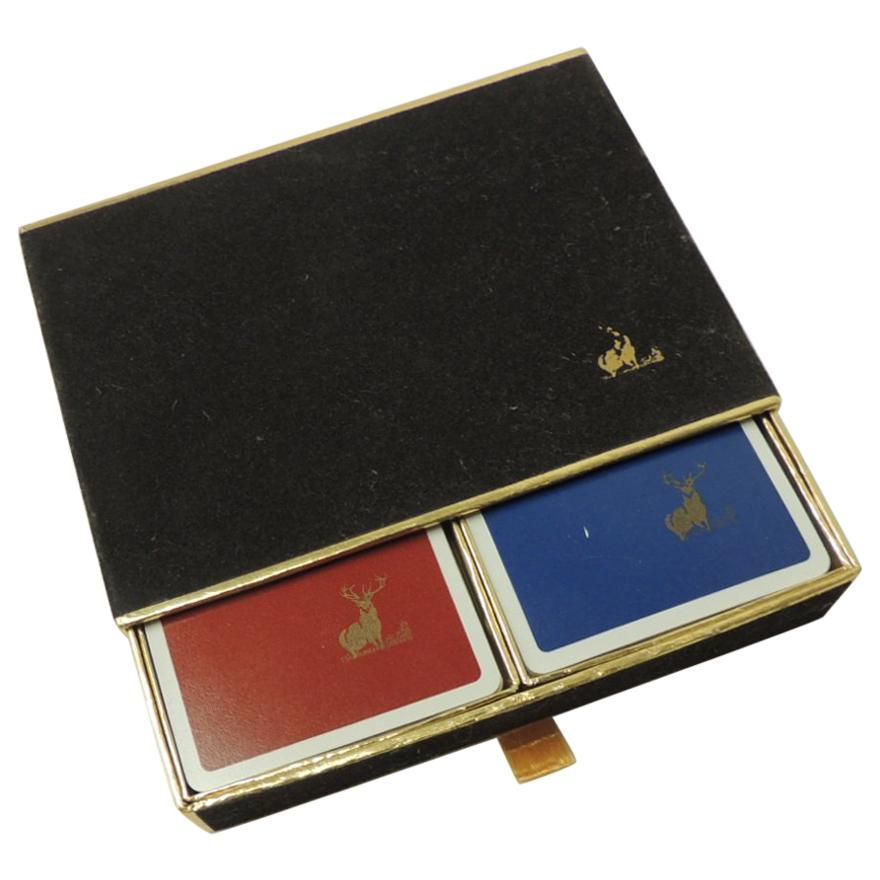 Vintage Velvet Covered Playing Card Box