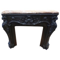 Louis XV Iron and Marble Mantel