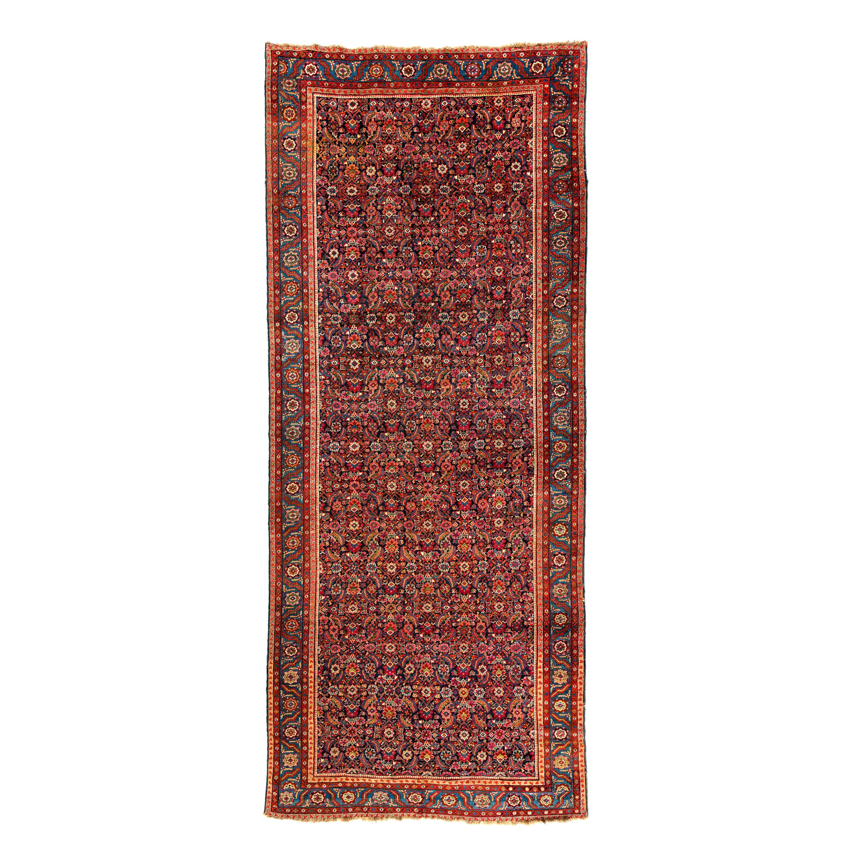 Antique Northwest Persian Bakshaish Hand Knotted Wool Runner For Sale