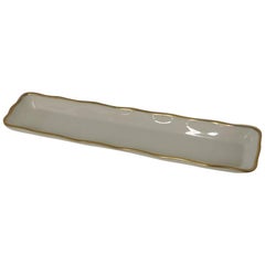 Bone China Trinket Tray with Gold Accents