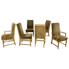 6 Modern Style Vintage Dining Chairs Velvet Scoop Seats Bernhardt Flair Hibriten