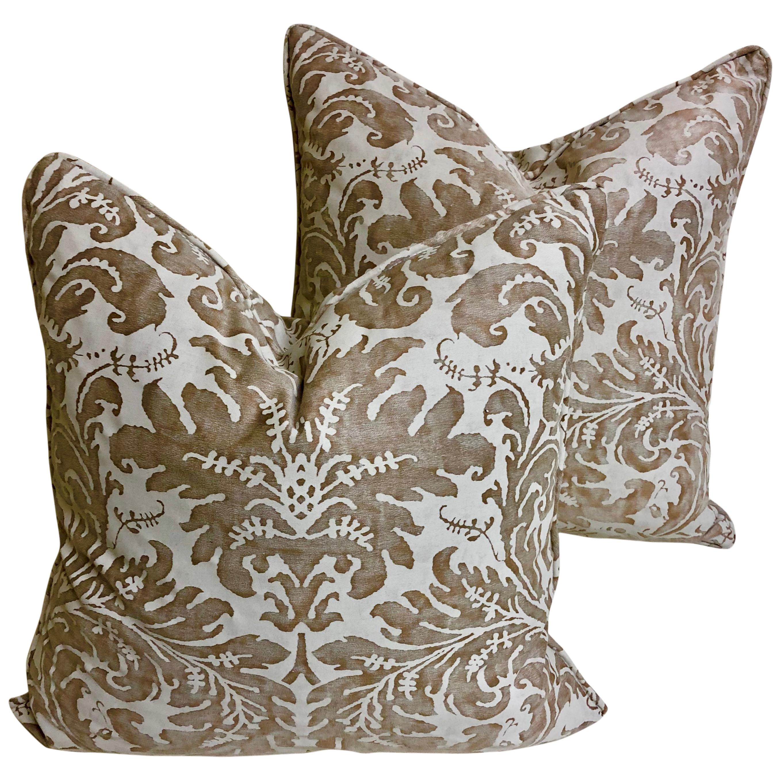 Pair of Fortuny Down-Filled Cushions in the "LUCREZIA" pattern