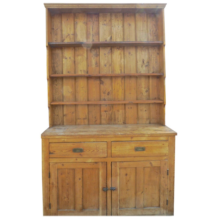 English Two Piece Dresser With Lower Doors Drawers And Three English Two Piece Dresser With Lower Doors Drawers And Three Shelves For