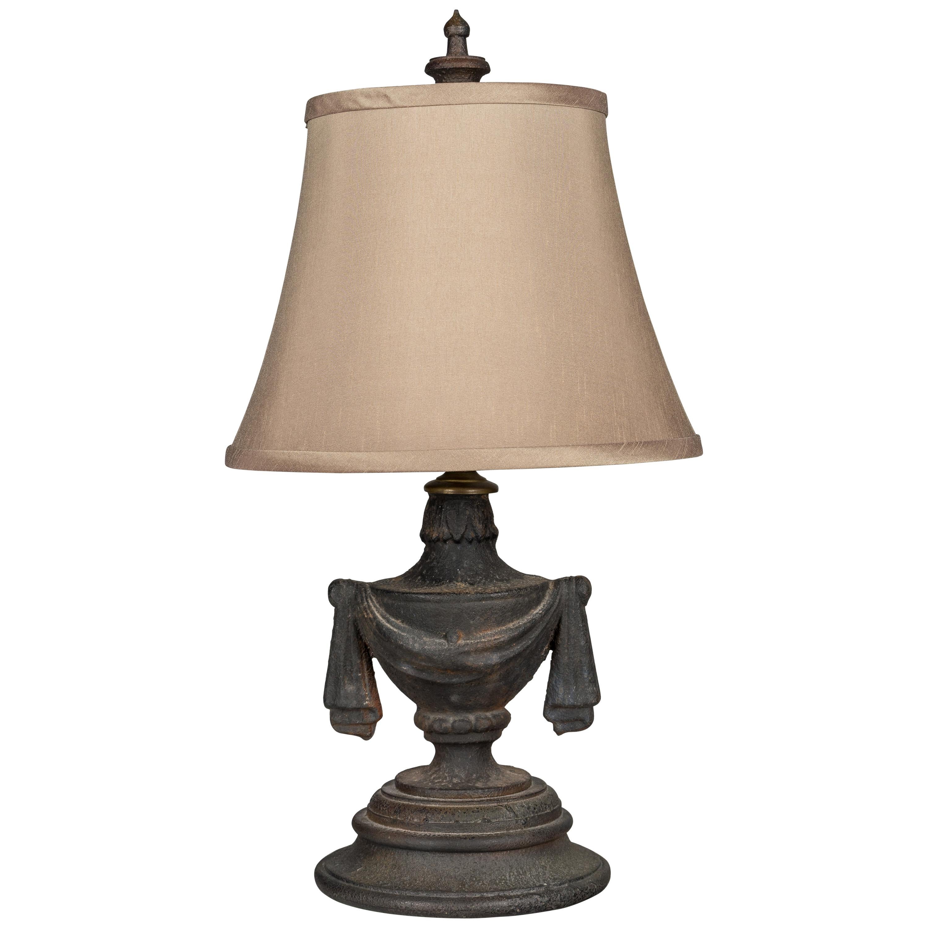 Pair of Cast Iron Lamps with Leopard Lampshades at 1stDibs