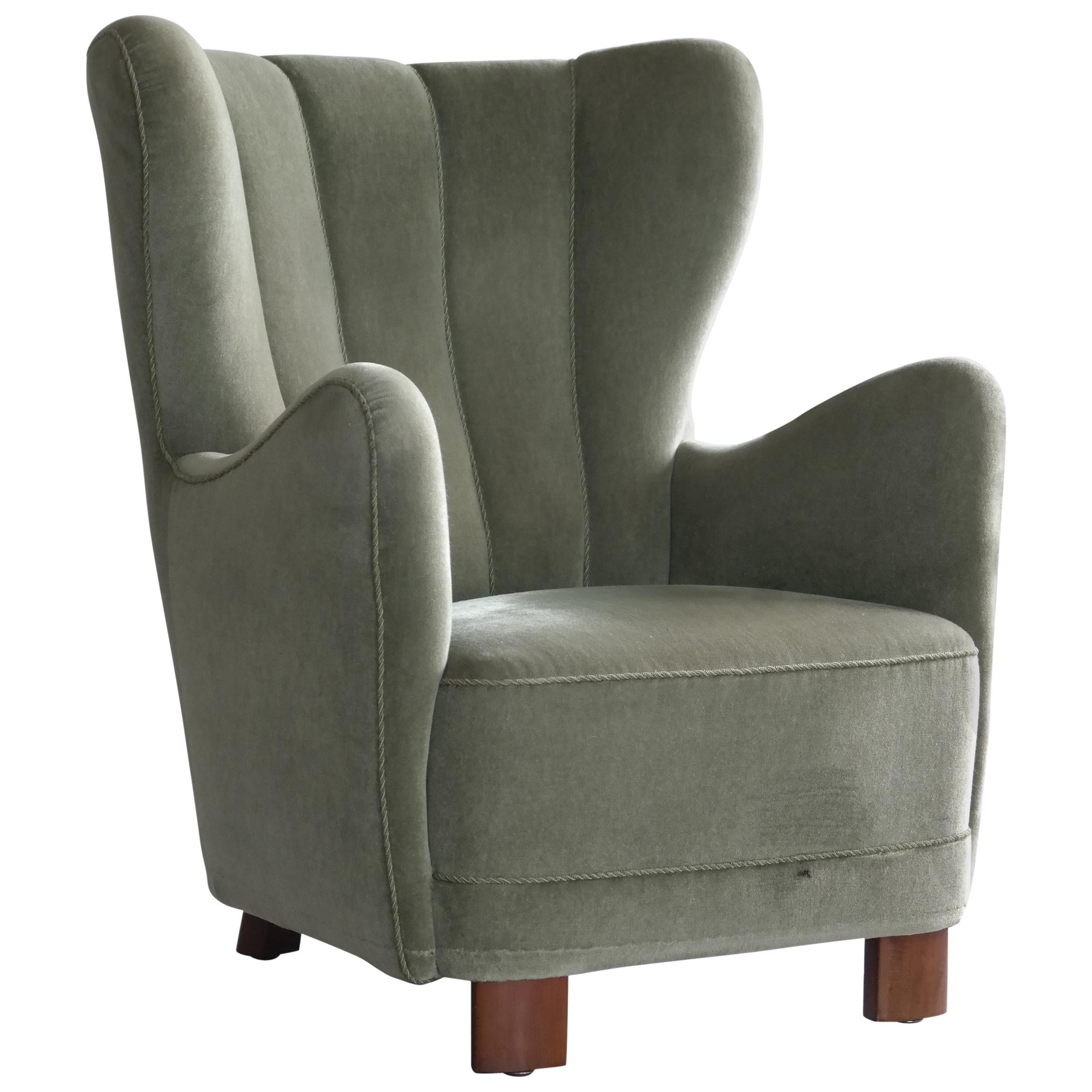 Danish Midcentury High Back Lounge Chair Denmark by Slagelse Mobelvaerk