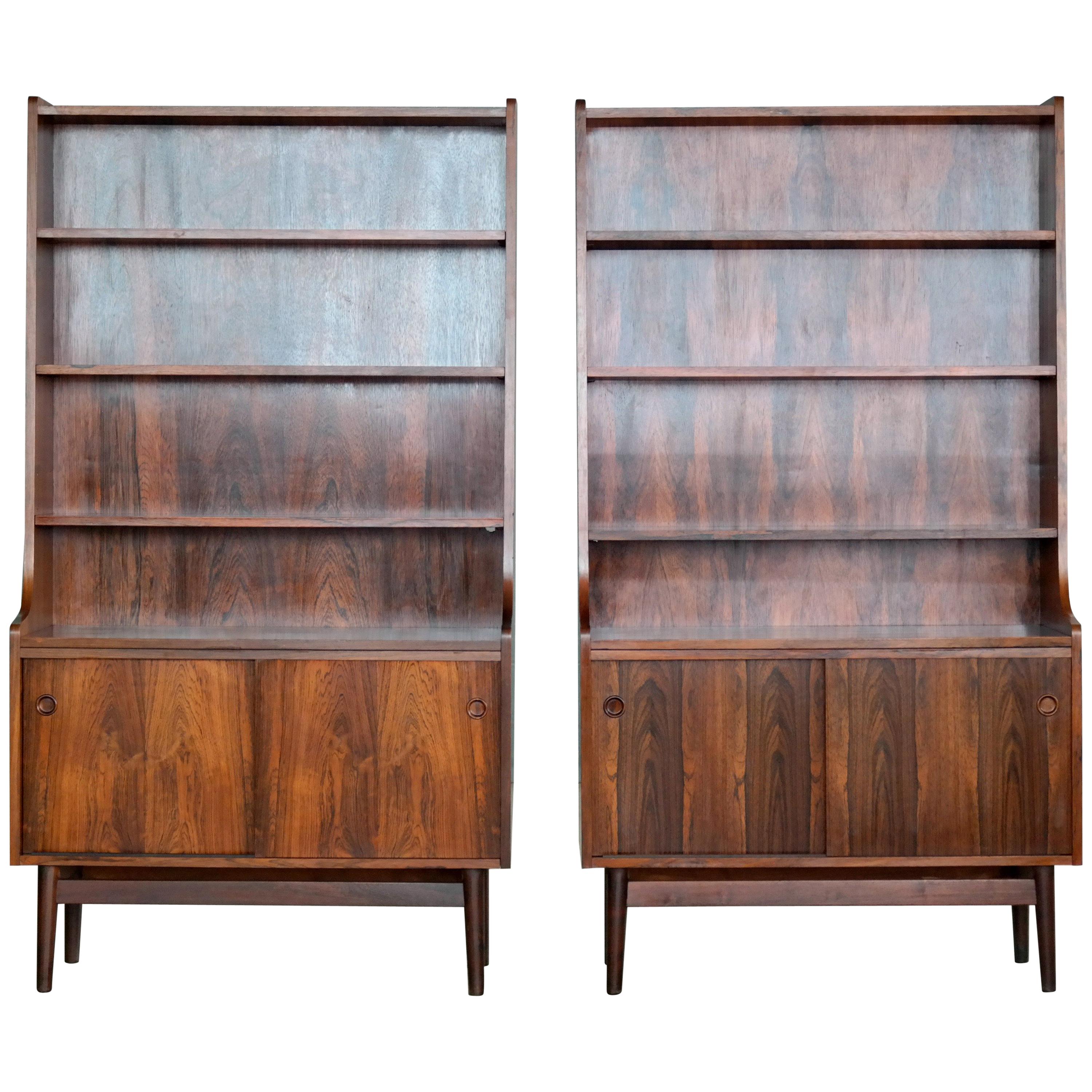 Danish Modern Midcentury Pair of Bookcases in Rosewood by Johannes Sorth