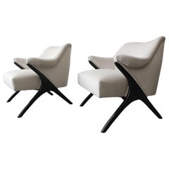 Exquisite Pair of Midcentury Scissor Lounge Chairs in the Style of Karpen