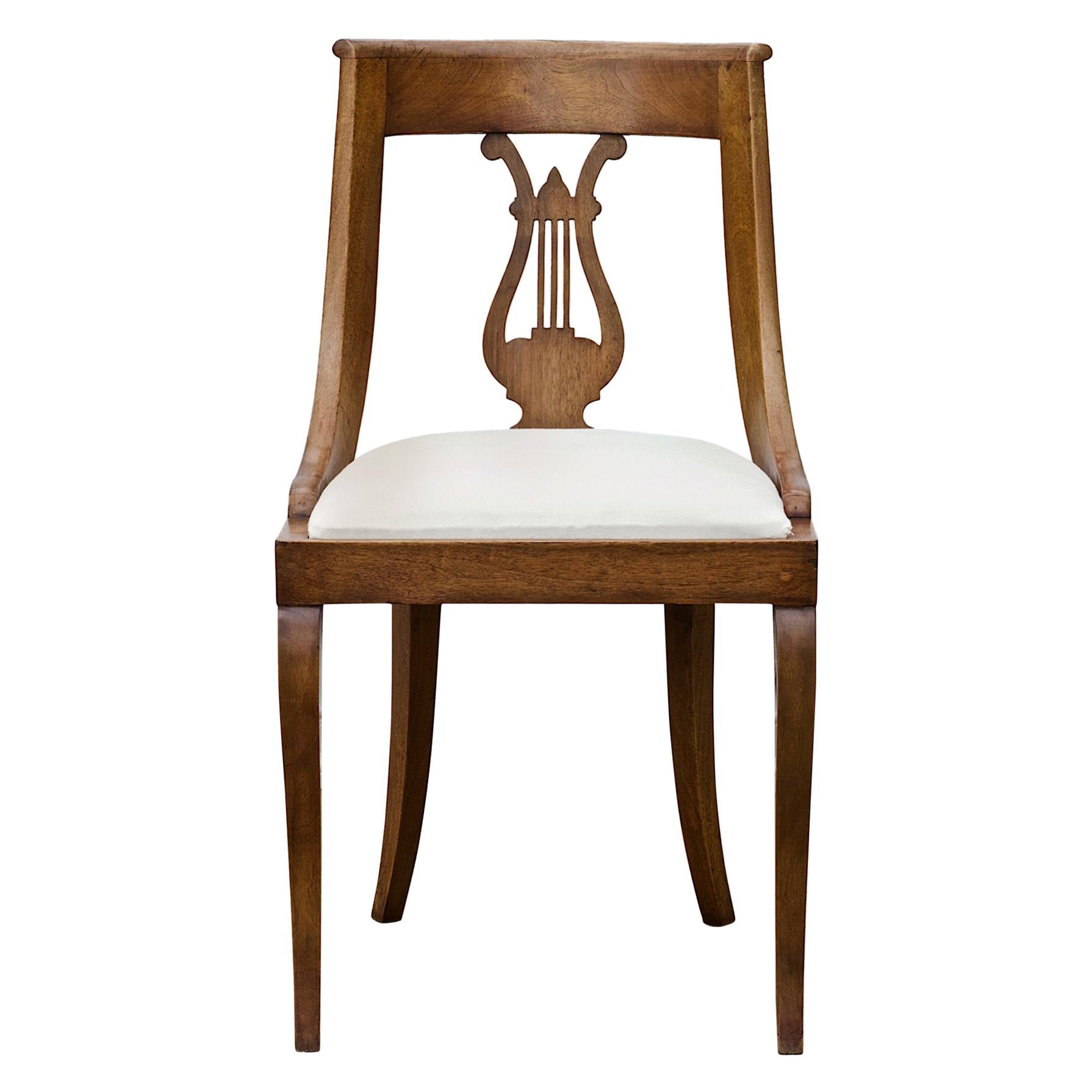 Neoclassical Lyre Back Game Table Chairs, Set of 4 For Sale