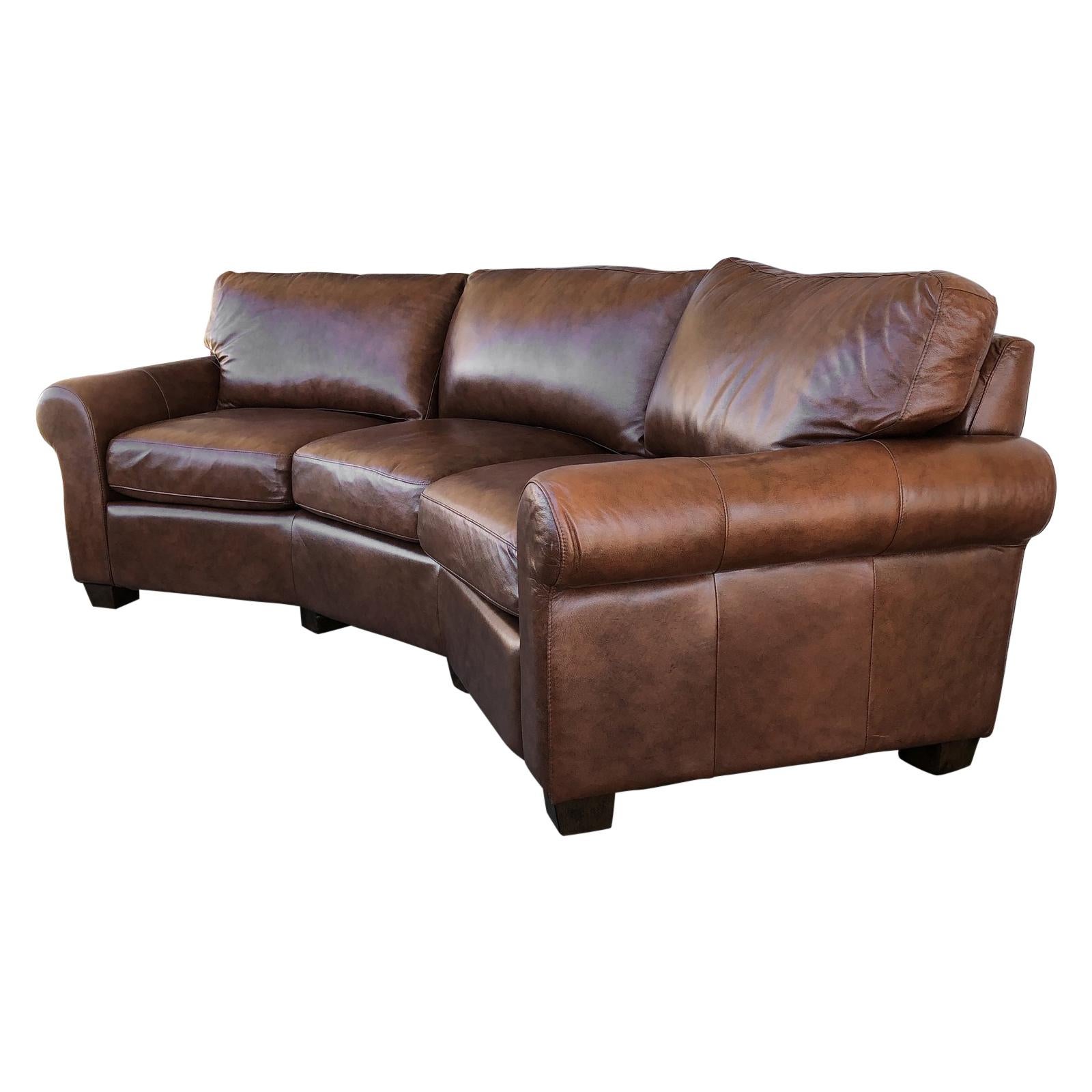 Custom Curved Leather Sofa by Omnia Leather