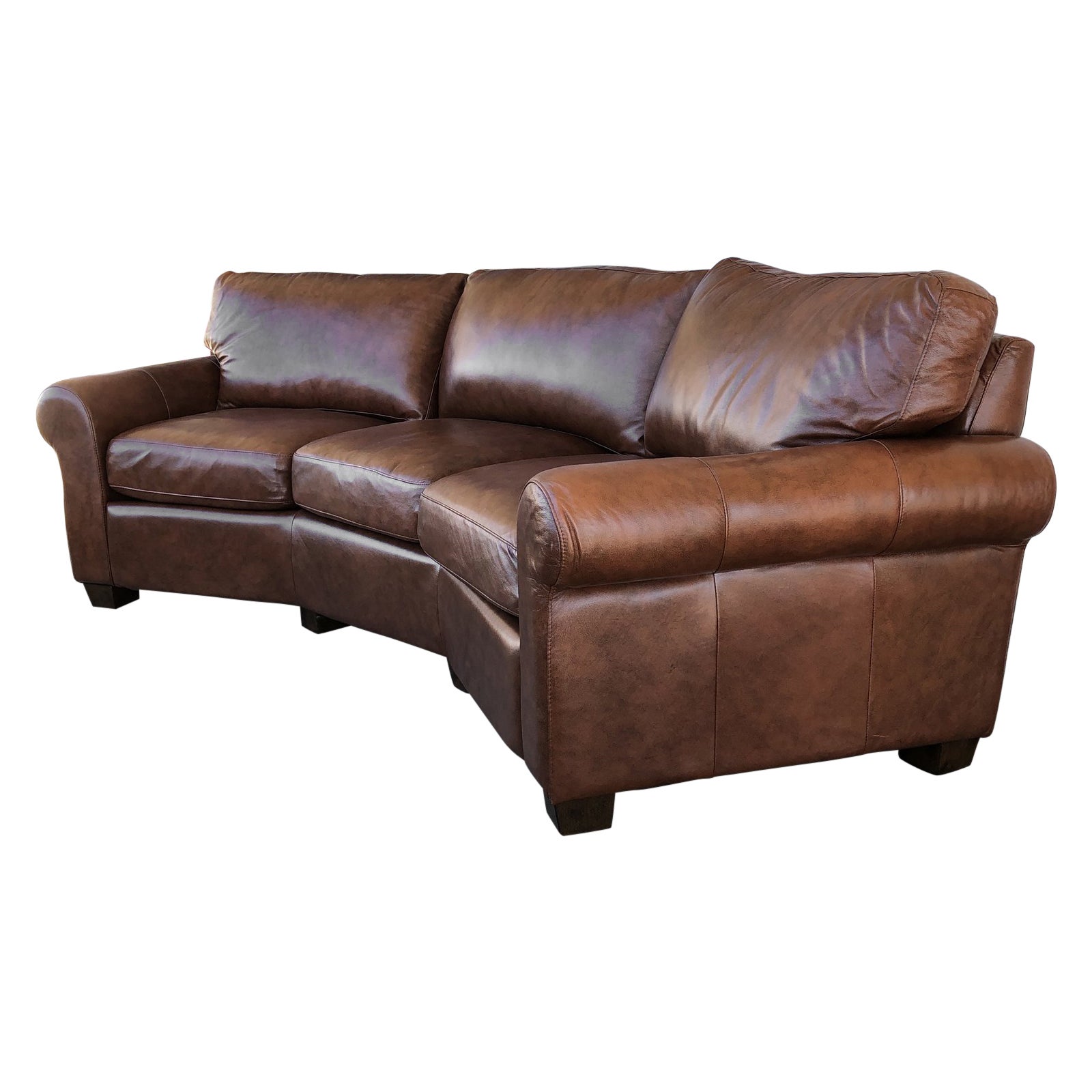 Custom Curved Leather Sofa By Omnia