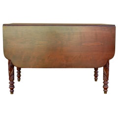 Antique Acanthus Carved Drop Leaf Table, circa 1840