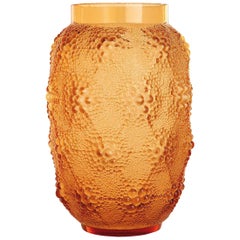 René Lalique "Davos" Amber Glass Vase