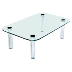 Couchtisch aus der Pace Kollektion Lucite Chrom mit Schraubenbein und Glas von Leon Rosen