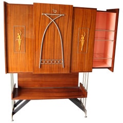 Vintage Midcentury Italian Dry Bar Cabinet, Drinks Cabinet, Cocktail Bar