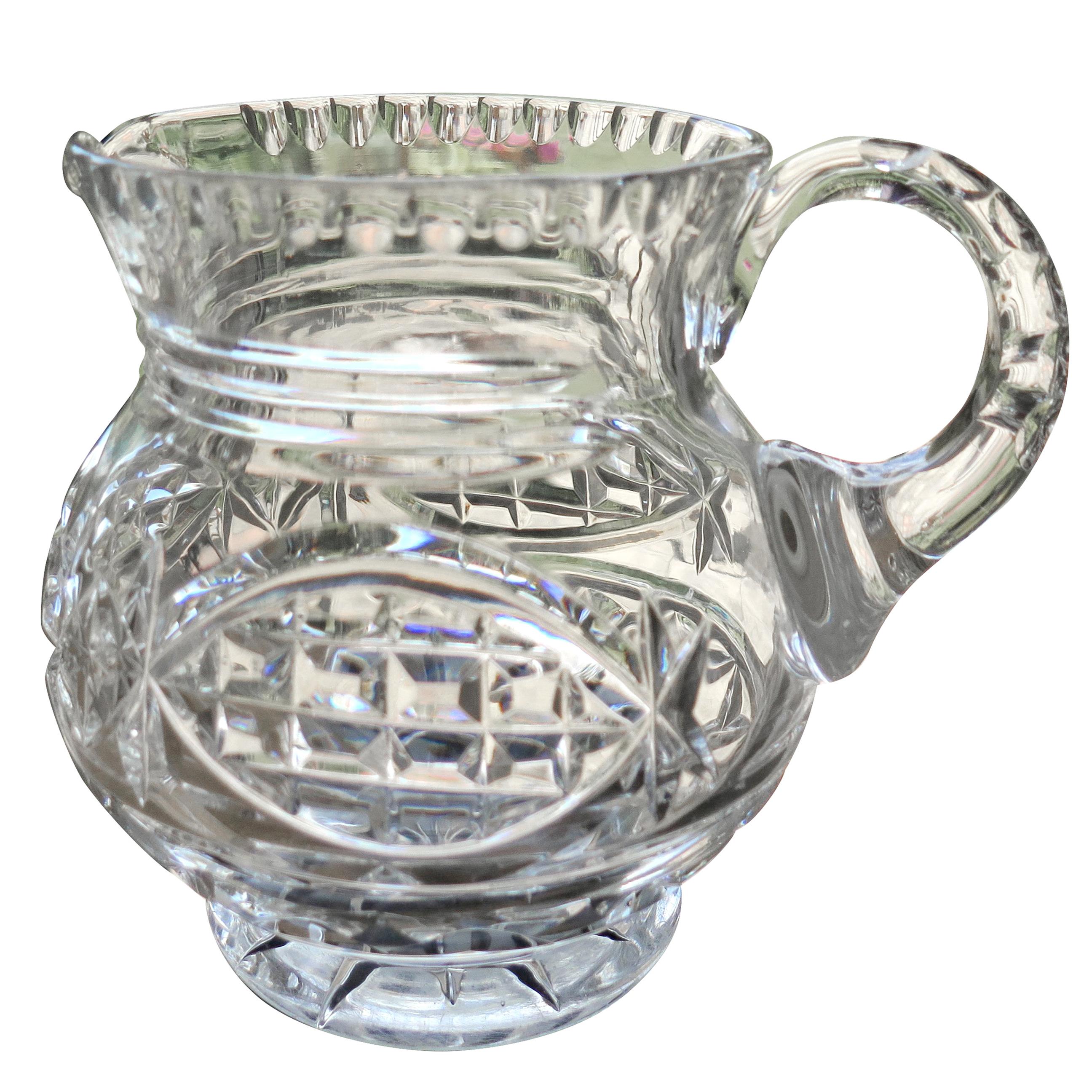 William IVth Water Jug or Pitcher Crystal Cut-Glass, Anglo-Irish circa 1835