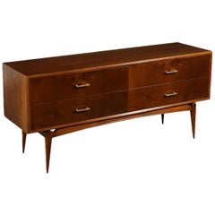 Walnut Veneered Chest of Drawers Vintage Argentine, 1950s