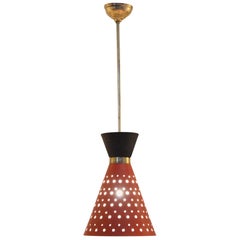 Italian Midcentury 1950s Red and Black Diabolo Shaped Pendant Lamp