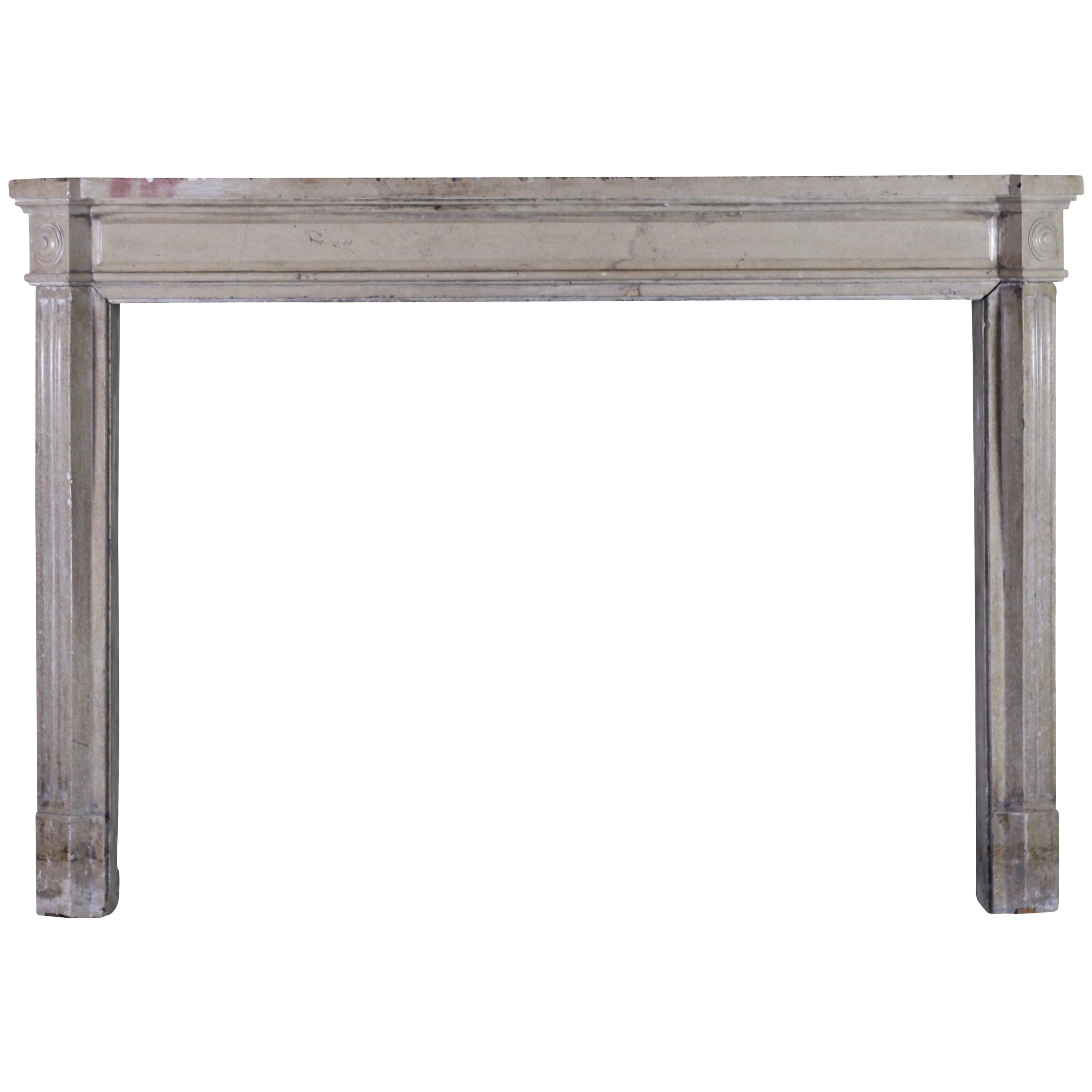 19th Century French Classic Antique Stone Fireplace Surround For Sale