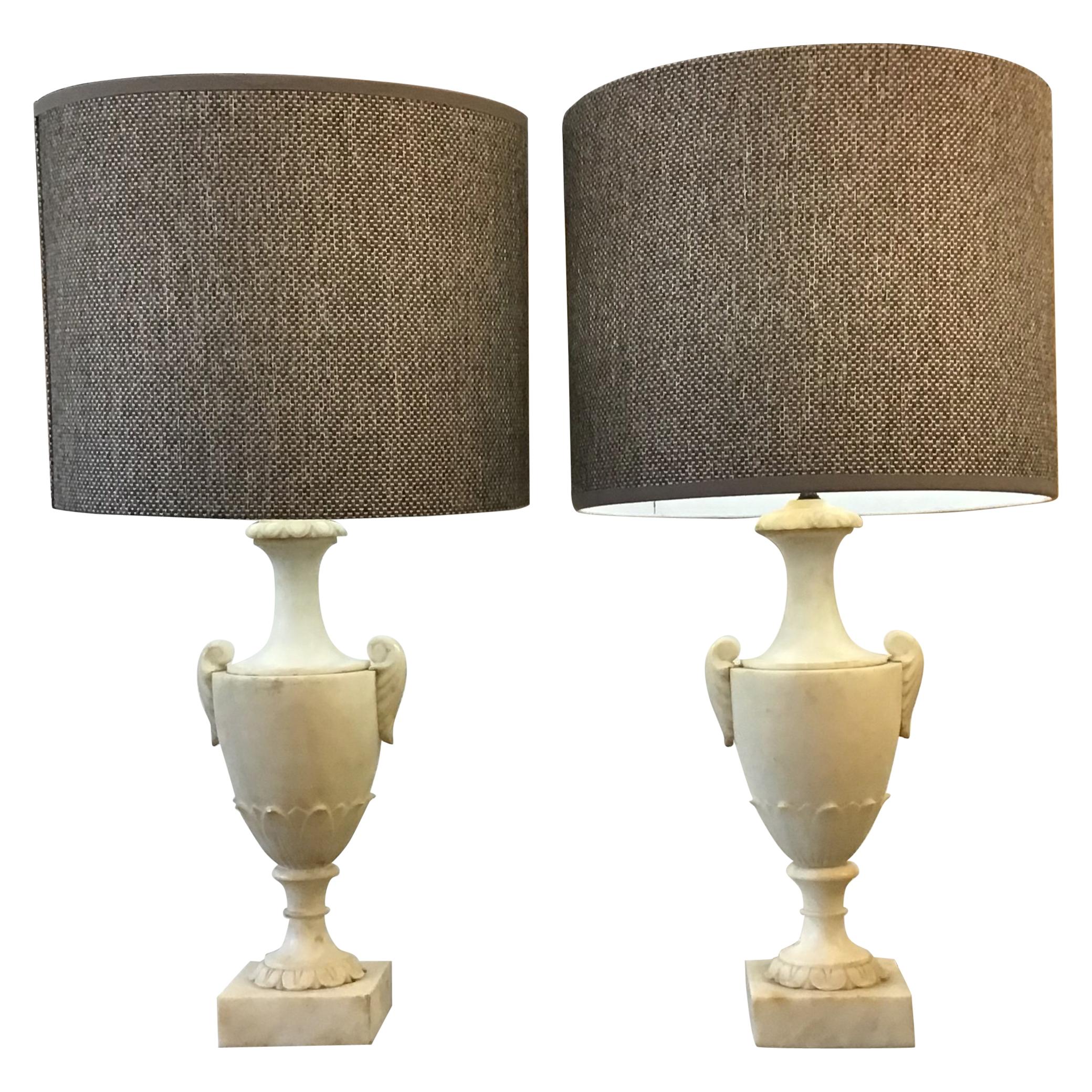 Neoclassical Alabaster Italian Table Lamps