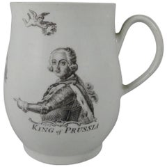 Worcester Printed King of Prussia Mug, Dated 1757