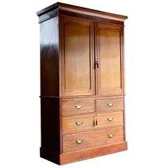 Antique Mahogany Linen Press Victorian 19th Century, circa 1890