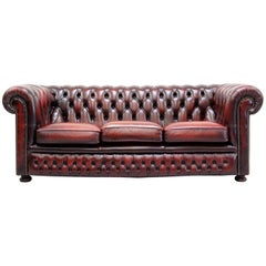 Chesterfield Sofa Leather Retro Vintage Couch English Real Leather