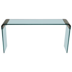 Very Sophisticated Classic Mid-Century Modern Glass and Brass Console by Pace
