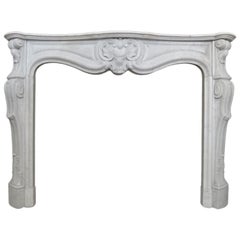 Antique French Louis XV Carrara Marble Fireplace Mantel