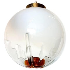 Lampe à suspension à boule organique par Mazzega, Italie