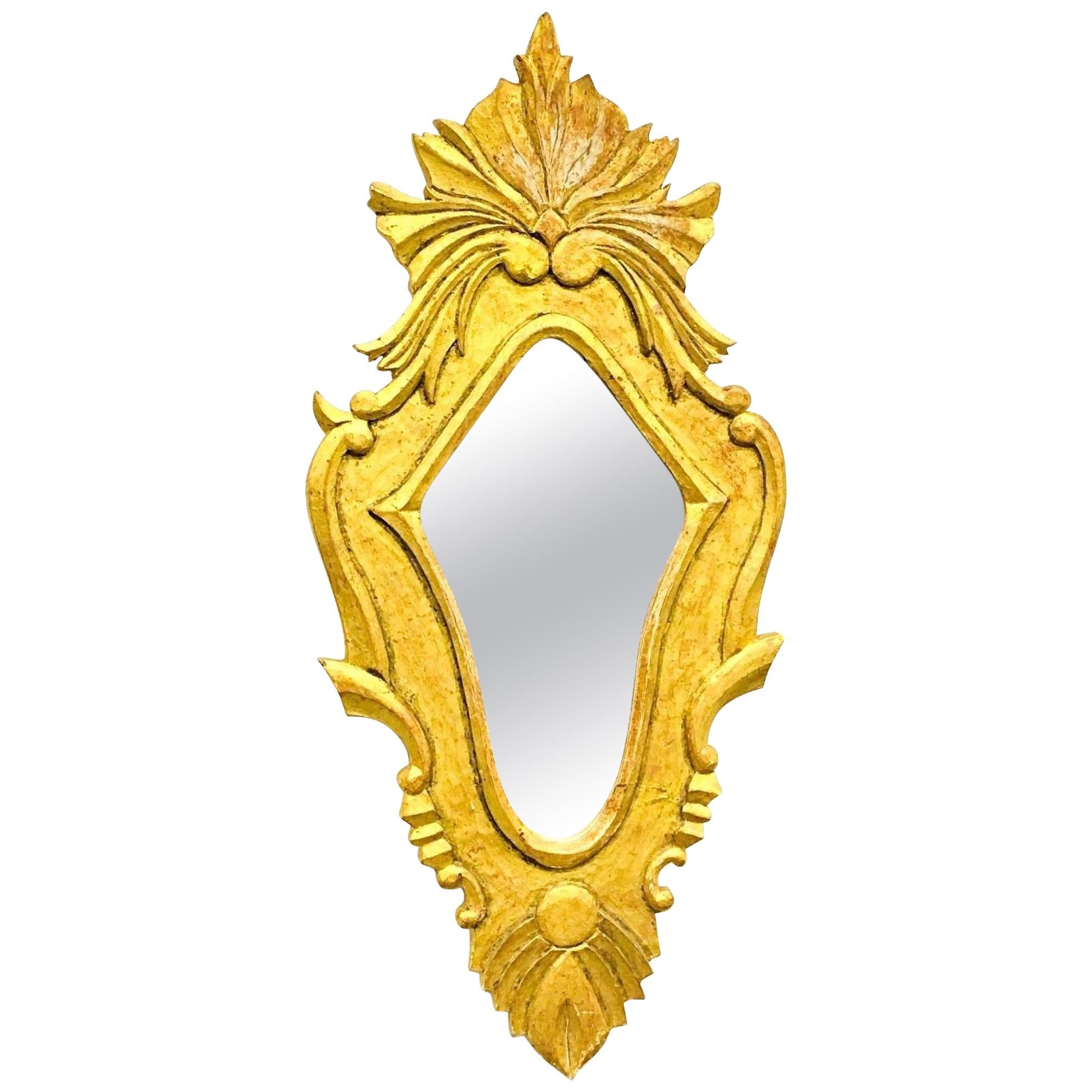 Miroir français en bois doré de style Hollywood Regency vintage, France, années 1960