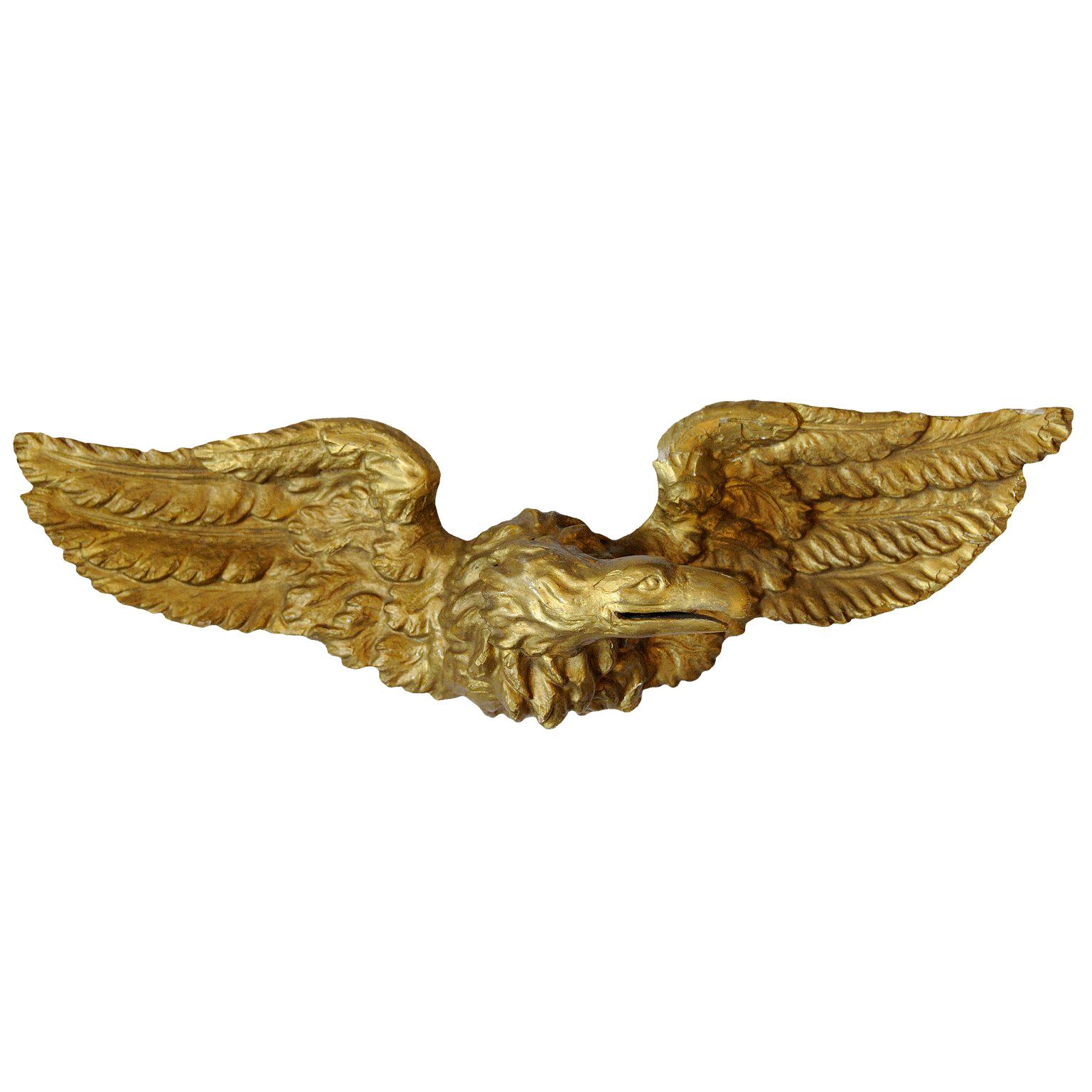 Large English Regency Carved Giltwood Eagle, circa 1810 For Sale