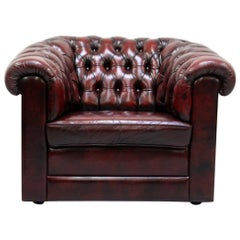 Chesterfield Leather Armchair Antique Vintage English Armchair Oxblood