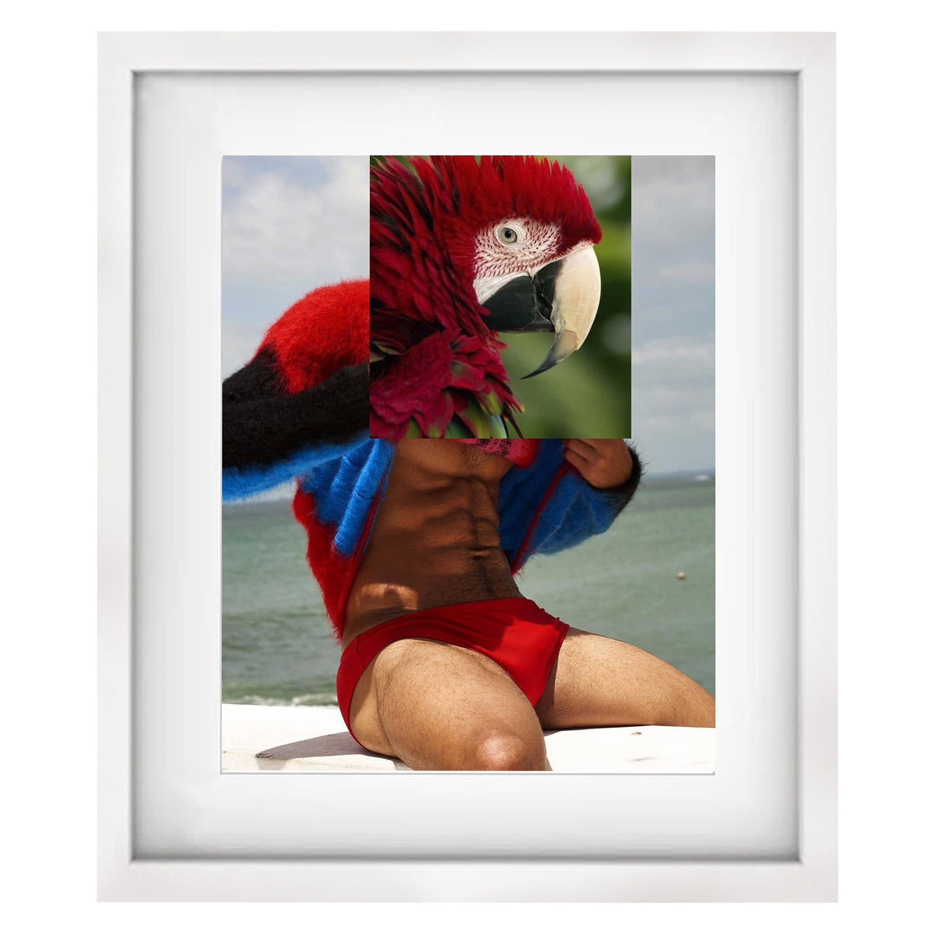 Parrot + Muscular Man Naro Pinosa, "Untitled" Digital Collage, Spain, 2019 For Sale