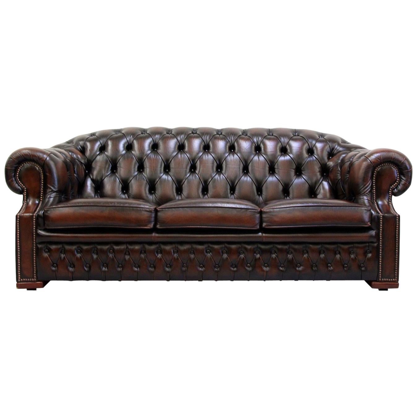 Chesterfield Centurion Sofa Leather Antique Vintage Couch English For Sale
