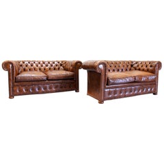 2 Chesterfield Sofa Leather Vintage Vintage Couch English Chippendal