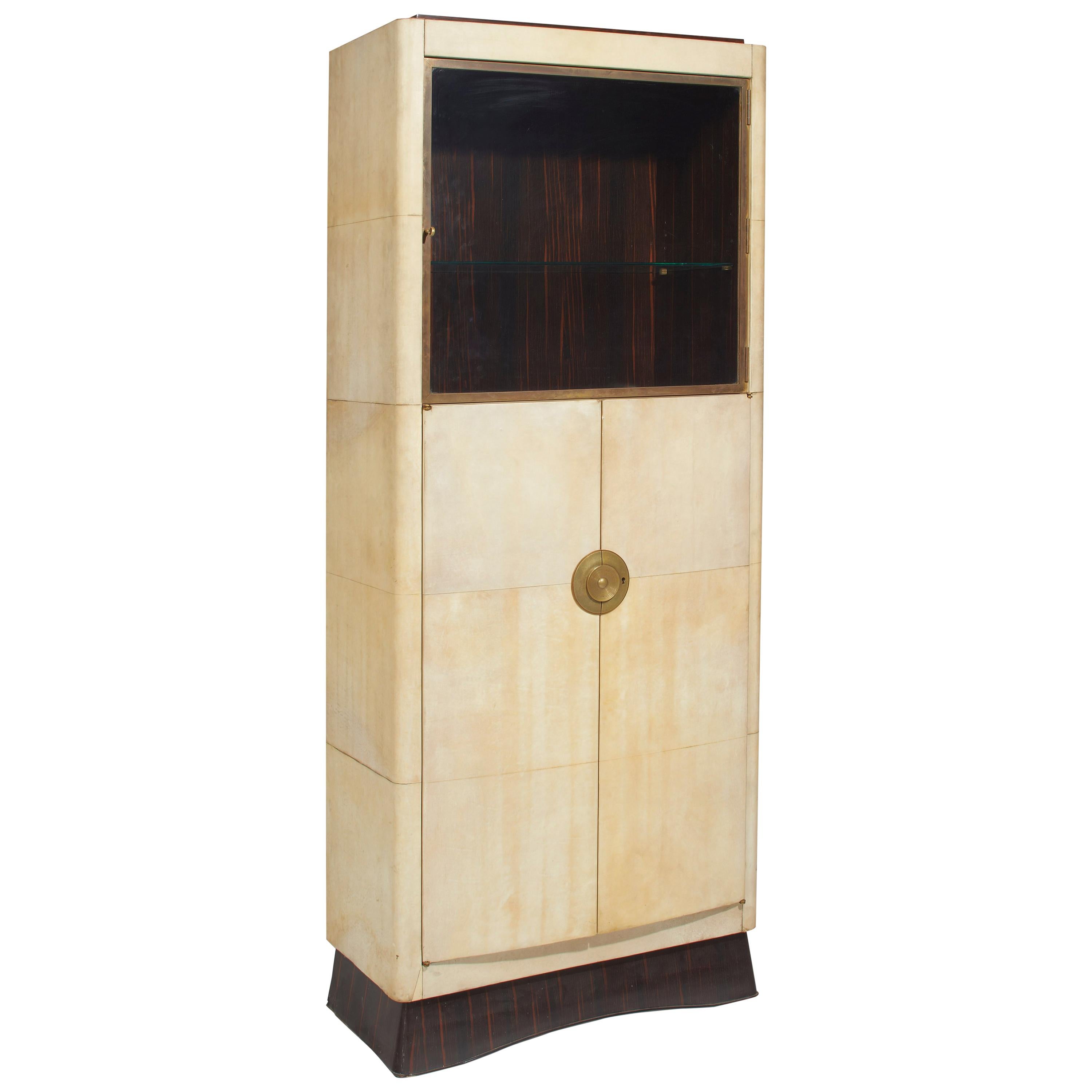 Dominique, Cabinet, Sheathed with Natural Varnished Parchment, 1938 For Sale