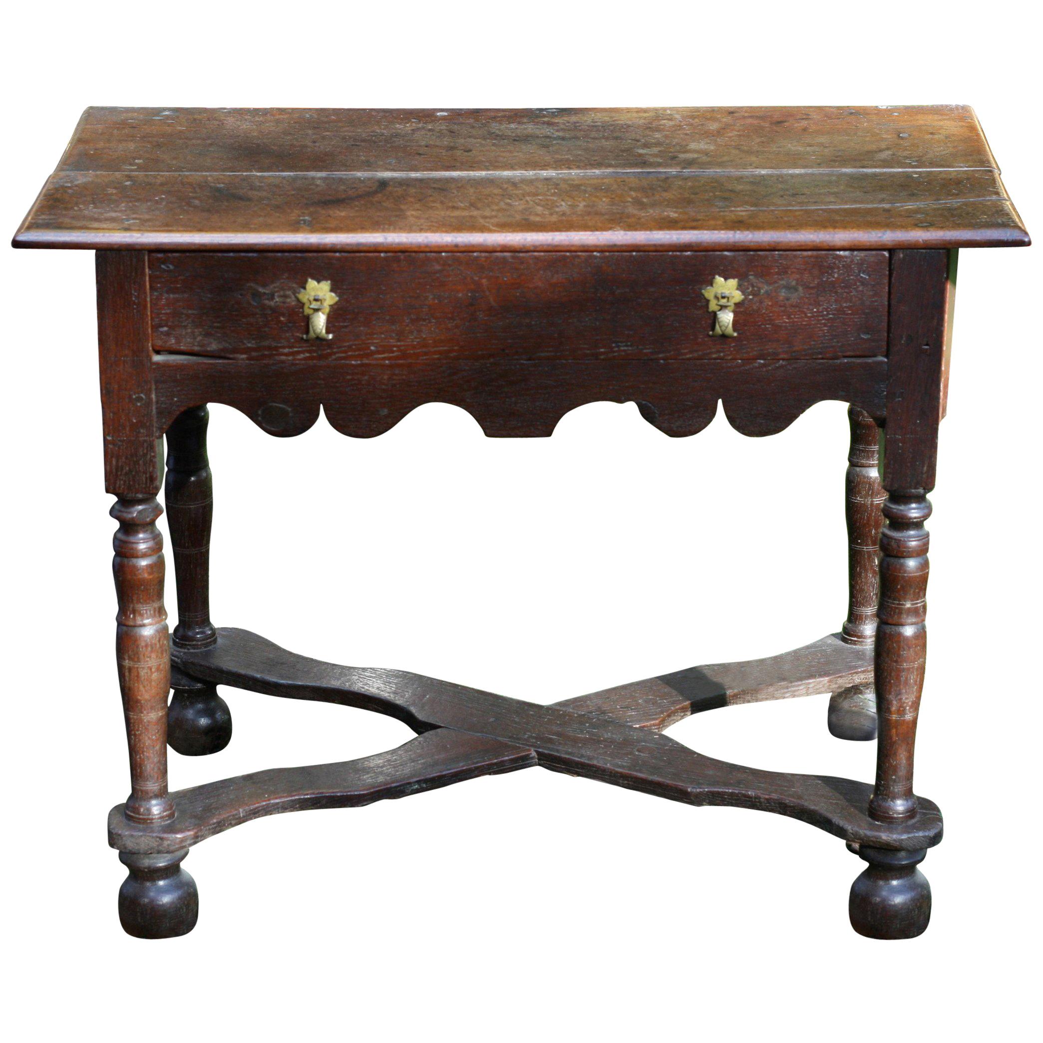 Original English Jacobean Oak Side Table For Sale