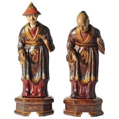 paire de figurines chinoises en papier mâché du 18ème siècle:: vers 1780