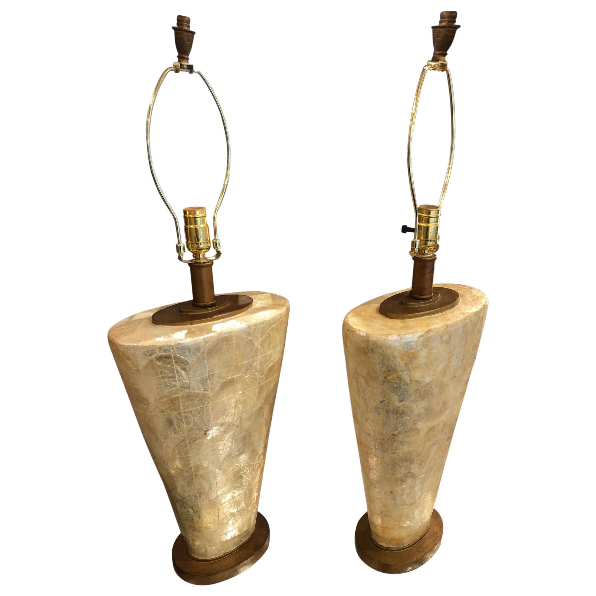 Pair of Table Lamps with Mother of Pearl