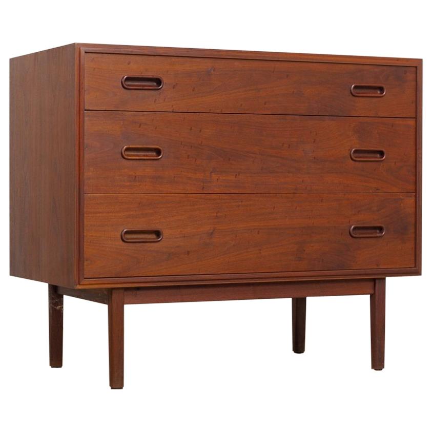Midcentury Arne Vodder Style Walnut Wood Three-Drawer Dresser, 1960s