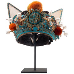 Vintage Chinese Opera Theatre Headdress, Early 20th Century