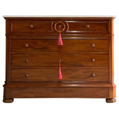 Antique Napleon III Secretaire Chest of Drawers Marble Topped, circa 1860