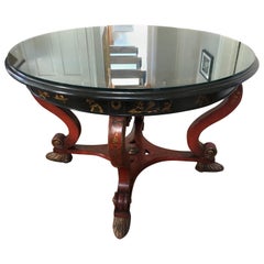Large Impressive Asian Style Black Red and Gold Center Table