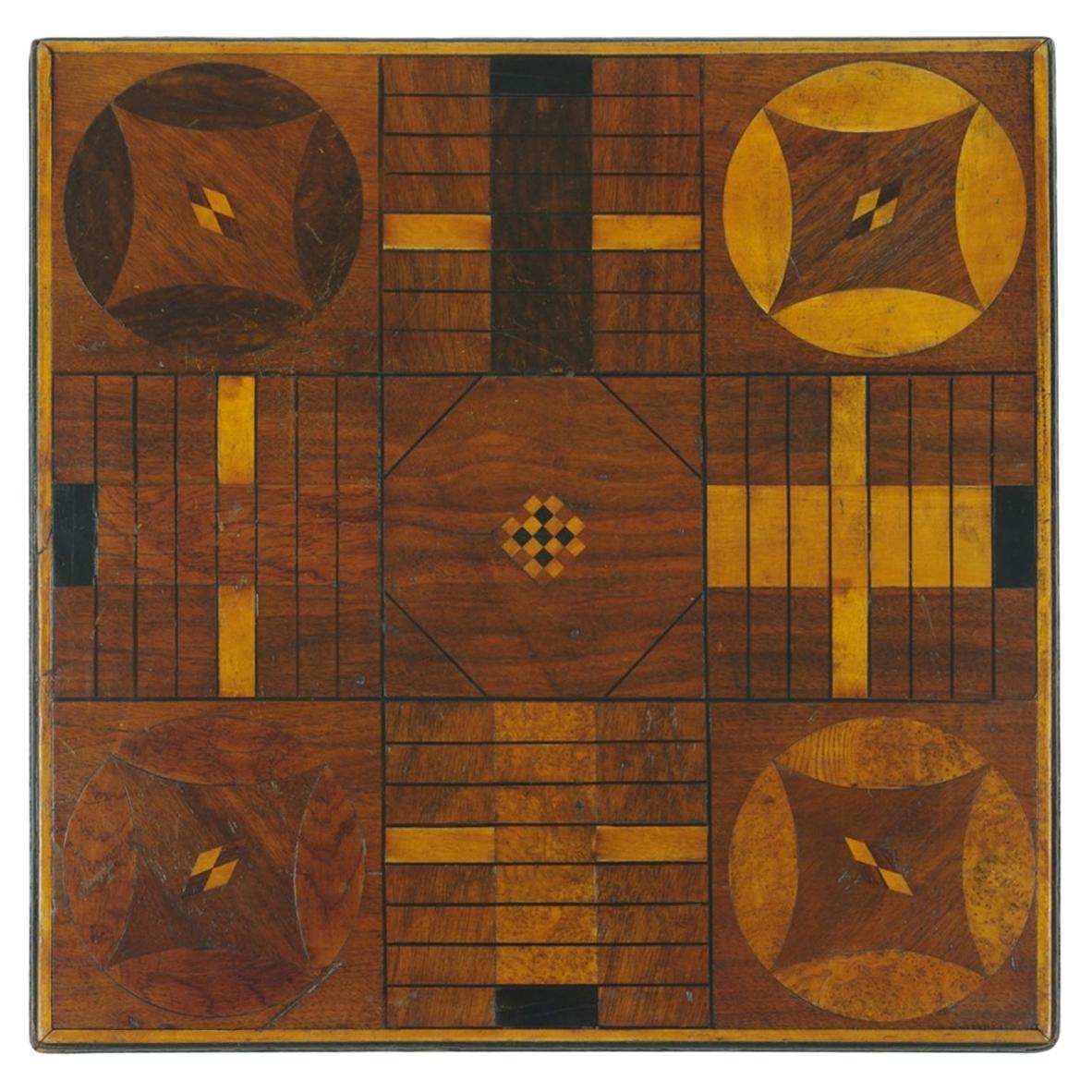 Inlaid Parcheesi Board Mounted as a Side Table, 19th Century For Sale