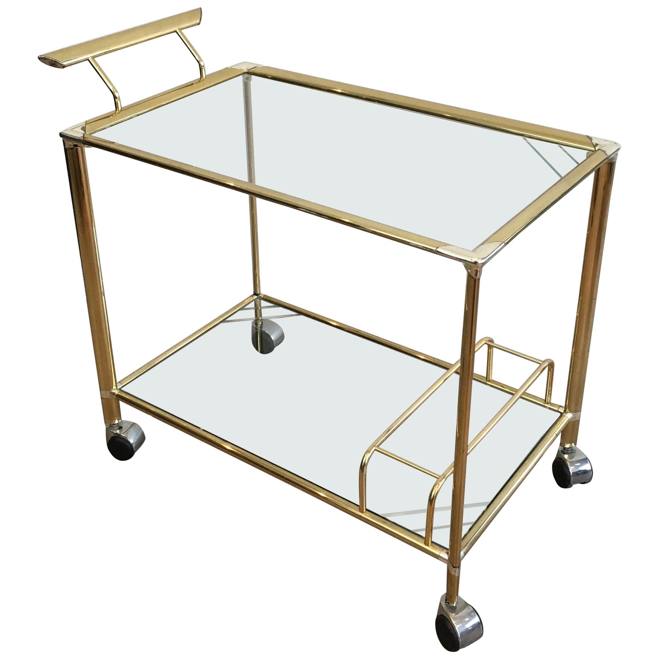 Gold Gilt Brass and Silver Plated Trolley, French, circa 1970