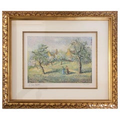 Lovely Framed Trees in Bloom Aquatint Signed by H Claude Pissarro