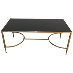 Attributed to Maison Jansen, Neoclassical Brass Coffee Table with Finials